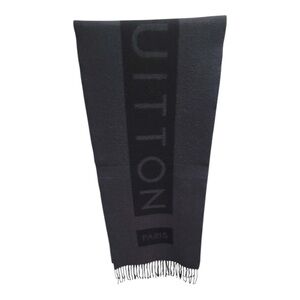 🖤🐑 Louis Vuitton Oversized Cashmere Wool Scarf – Black | Paris Logo 🐑🖤
